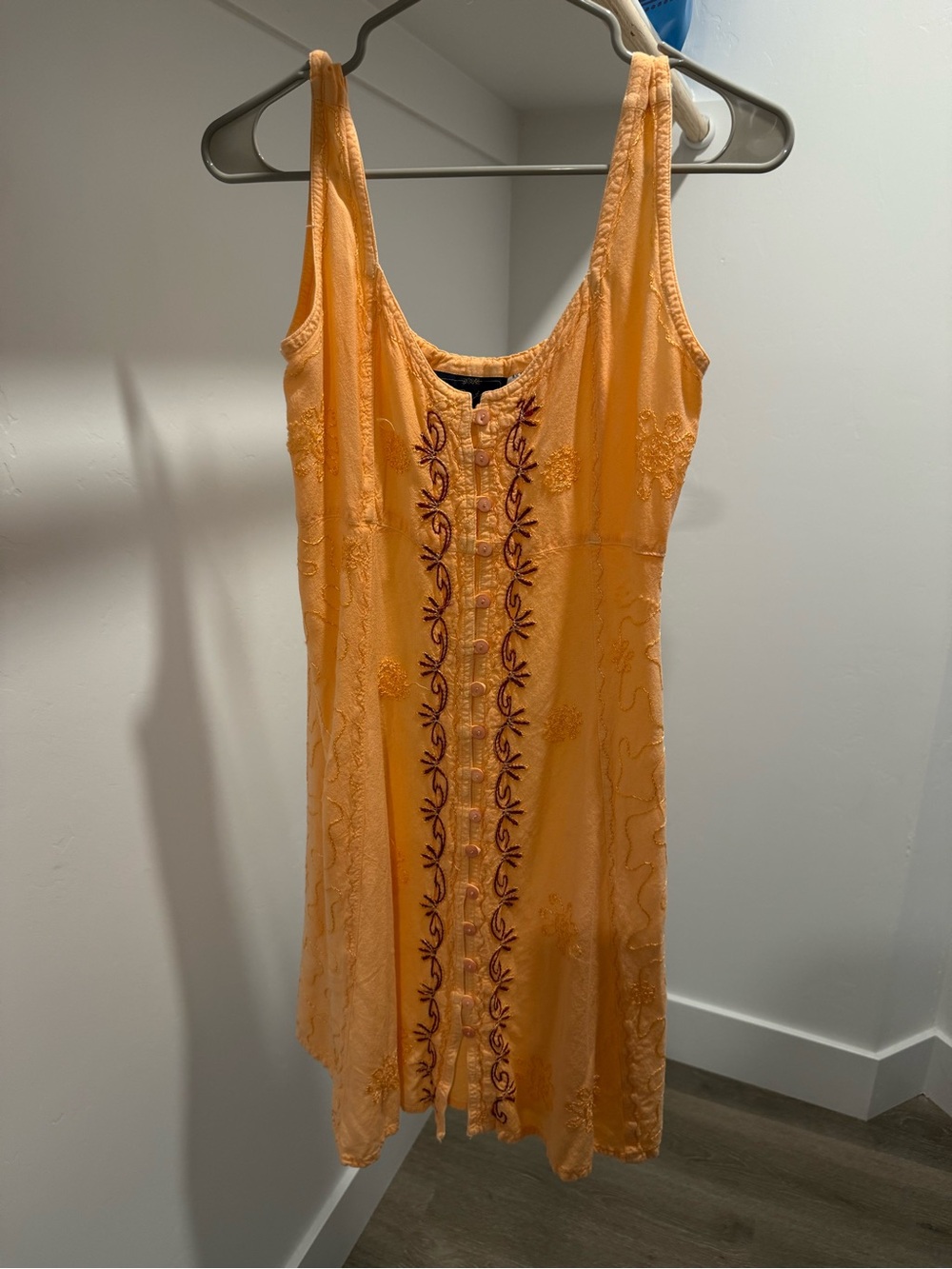 Raja Coral Embroidered Mini Dress